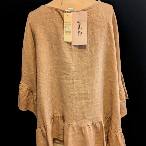 NWT Liabella Brown 100% LINEN Ruffle Sleeve Blouse 3x-4x - Picture 4 of 6